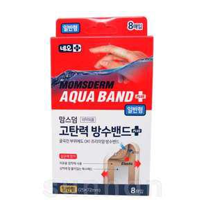 네오 맘스덤 고탄력 방수밴드 플러스 일반형 8매입X1개/국곡진 부위 상처 아쿠아 방수 밴드 드레싱