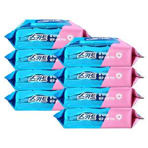 스카트 살균 소독 티슈 잘닦이는 캡형 60매 x8팩 유한킴벌리