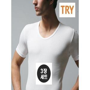 [TRY]U넥 티셔츠 남성 반팔 런닝 사이즈 90부터 115까지  3매_P361232404