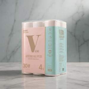 [VERA] 베라 4ZERO 무해력 슈퍼 4겹엠보싱 25M 30롤x1팩 부드럽고 도톰한 화장지