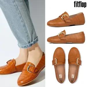 [핏플랍] Dynamicush 리스벳 크록 로퍼 카멜 레더 여성 신발 AK5-592