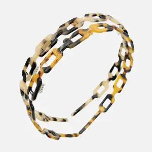 [제이로렌] 프랑스 레오파드 렉탱글 체인 헤어밴드 H01458