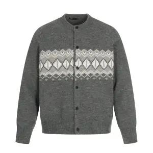 모던 노르딕 패턴 울 가디건 겨울 라운드넥 남녀공용 데일리 베이직 니트가디건 JS186