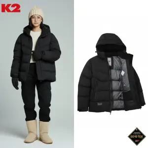 [백화점 출고] K2 패딩 여성 마조람 다운 블랙 고어텍스 안감형 후드 미들 헤비 숏 점퍼 자켓
