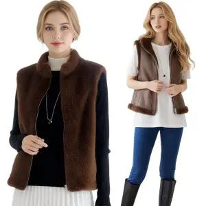[제니유] 겨울 여성 양면 리버서블 밍크 퍼 조끼 무스탕 베스트