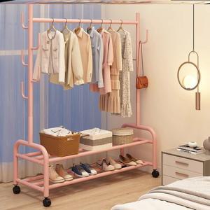 이동식 핑크 행거 카트 신발 옷장 선반식 건조대 스탠드옷걸이 간이 수납 예쁜 간이신발