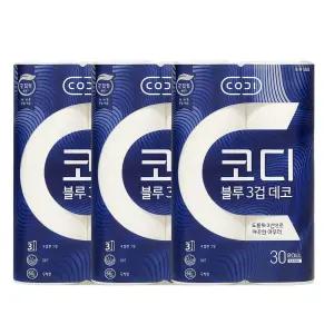 코디 블루 3겹 데코 화장지 27m 30롤 3팩