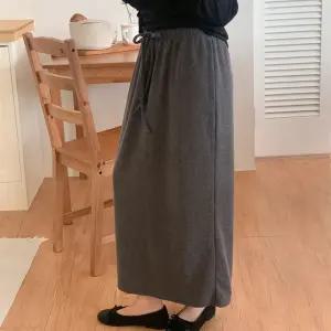 여자 H라인 골지 리본밴딩 데일리룩 스판 롱스커트