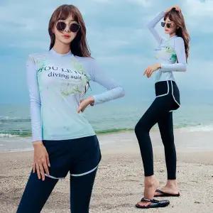 세그먼트 래쉬가드 2P 세트 (긴팔티+반바지레깅스) 44~77 수영장 상하 수영복 워터파크 여성 여름 빅사이즈 워터 바캉스 비치웨어