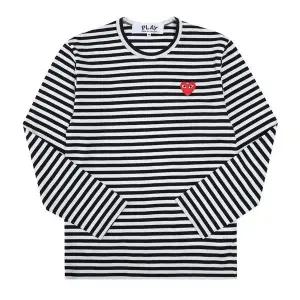 [꼼데가르송]긴팔 AX-T164-051 1 플레이 레드 하트 와펜 스트라이프 남성긴팔티 여성긴팔티 149554653