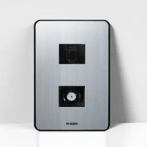 CATV 2방 8P 콘센트 커버 스위치 실버 1개용