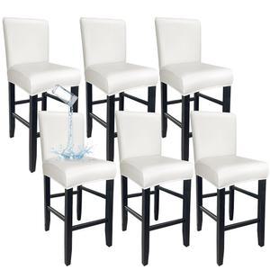 PU 가죽 바 스툴 커버, 방수 의자 커버 세척 가능 및 닦을 수 있는 하이 백 슬립 보호대, 카운터, 카페, 다이닝 룸(PU 화이트, 6팩)