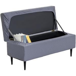 고스티디 오스만 커버, 신축성 있는 접이식 수납 스툴 슬립커버 가구 보호대, 바닥이 직사각형 벤치 풋스툴 부드러운 자카드 원단 탈착식 세탁 가능, 대형