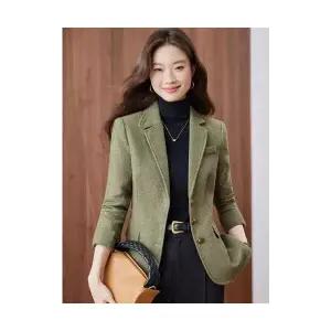 여자 정장자켓 그린 울 모직 정장 코트 겨 도톰한 빈티지 캐주얼 MACHI4