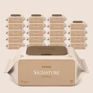 베베숲 시그니처 위드 브라운 캡형 안전한 아기물티슈 70매, 20개