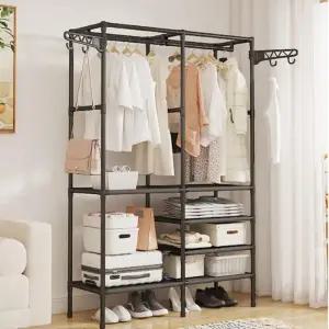 [라일리생활건강] Rly 조립식 스탠드 옷걸이 드레스룸 철제 행거 2단