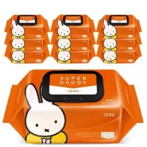 슈퍼대디 10단계 클린필터 소프트 워터 코팅 4겹 원단 사과 물티슈_캡형 100매 10팩 447260