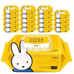 슈퍼대디 저자극 고품질 원단 소프트 워터 코팅 아기물티슈_캡형 100매 20팩 447264