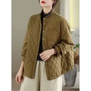 여자재킷 테일러드 가을 겨울 빈티지 퀼팅 누빔 패딩 코트 차이나 배색 캐주얼 야상 상의 원템4