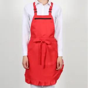단체 예쁜 프릴 유니폼 서빙 매장 앞치마 레드 하단 식당 앞치마 홀 인기 업소용 H형 추천템