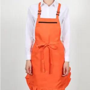 앞치마 유니폼 단체 서빙 H형 인기 식당 홀 업소용 앞치마 오렌지 하단 예쁜 추천템 프릴 매장