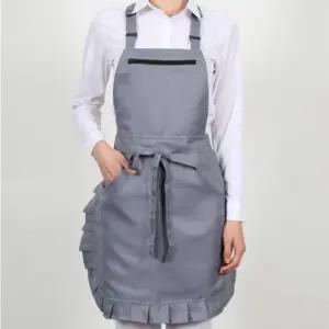 유니폼 프릴 인기 매장 단체 홀 하단 앞치마 예쁜 H형 업소용 식당 그레이 앞치마 서빙 추천템