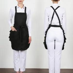 식당 블랙 앞치마 단체 홀 업소용 매장 추천템 유니폼 예쁜 앞치마 서빙 H형 하단 프릴 인기