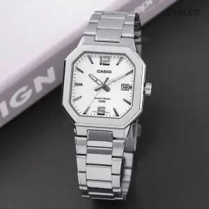 카시오 MTP-B195D-7A 스타일리시 빈티지 사각 금속 텍스쳐 남자 메탈 시계 d