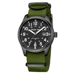 골든 아워 남성용 나일론 슬립 스루 스트랩 시계, 밀리터리 타임 리드 다이얼 빛나는