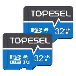 TOPESEL 32GB 마이크로 SD 카드 2팩 메모리 SDHC UHS-I TF 클래스 10 카메라 / 드론 대시 캠 (2팩 U1 32GB)