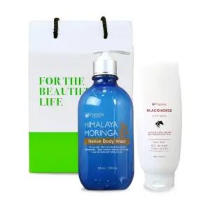 히말라야 모링가 네이티브 바디워시 500ml 1개 + 블랙호스 올인원 스킨 로션 크림 280ml 2종 바디 선물세트