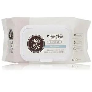 하늘선물 물티슈 100매 캡형 10개 물티슈 휴대용물티슈 티슈 캡물티슈