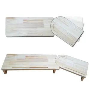 우드핏 듀얼 모니터 원목 받침대 미니 (오목54볼록35) 모니터선반