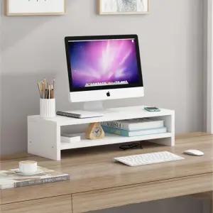 데스크정리 화이트 2단 컴퓨터 모니터 받침대 선반 데스크선반 모니터선반