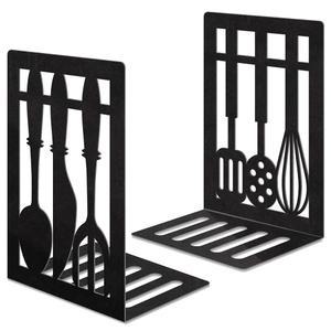 [미국배송] 책 끝 금속 책장용 북 끝 장식용 헤비 무거운 책용 홈 주방 집들이 요리 애호가 선물용 비스키드 블랙 홀더