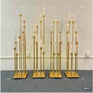 캔들 4/5/10pcs 8 헤드 금속 촛대 도로 리드 테이블 센터 피스 골드 스탠드 기둥 결혼식