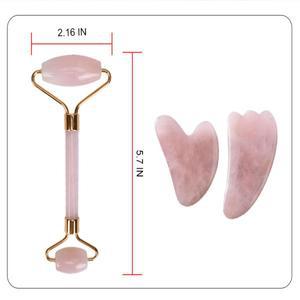 얼굴 마사지 천연 로즈 쿼츠 페이스 제이드 구아샤 세트 스킨 케어 도구 마사지 롤러가 포함된 뷰티 스파