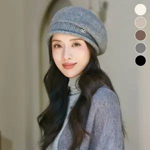 여자 금장 이니셜 포인트 베레모 니트 빵 모자