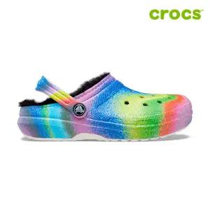 [하프클럽/크록스]클래식 라인드 스프레이 다이 클로그 주니어 아동 털샌들