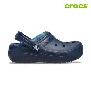 [하프클럽/크록스]클래식 라인드 볼드 체크 클로그 키즈 아동 털샌들 212037-4