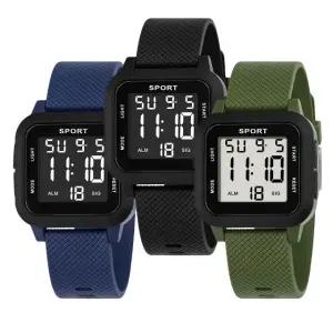 전자 뉴 스퀘어 정장 패션 디지털 학생 남자 남성 여성 여자 손목 시계 (WFJ7P5R)