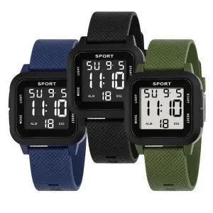 전자 뉴 스퀘어 정장 패션 디지털 학생 남자 남성 여성 여자 손목 시계 (WFJ7P5R)