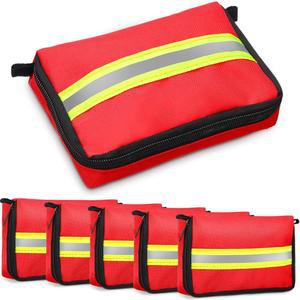 Threlaco 6개 할로윈 라이프가드 미니 구급상자 빈 가방 5.91 x 3.94 x 1.57 인치, 비상 차량 홈 오피스 주방 스포츠 야외 캠핑 하이킹용 지퍼가 달린 반사 스트립 포함