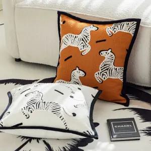 모던 얼룩말 쇼파 화이트 등쿠션 침대 북유럽 쿠션 오렌지