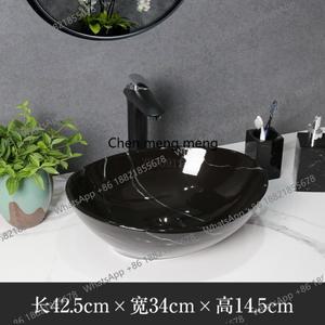 라포식 타원형 유럽 빈티지 스타일 중국 예술 세면대 세라믹 카운터탑 욕실 싱크대 캐비닛 