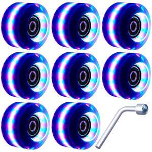 베어링이 장착된 탄츠프로쉬 8팩 롤러 스케이트 휠, 더블 로우 스케이팅 및 스케이트보드 82A를 위한 쿼드 라이트 업 휠 장착