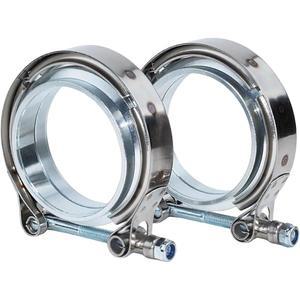 [미국배송] 3.5인치 스테인리스강 배기 V 밴드 클램프 남성용 플랜지 어셈블리 터보 다운파이프 시스템용 플랜지가 있는 클램프(3.5인치)