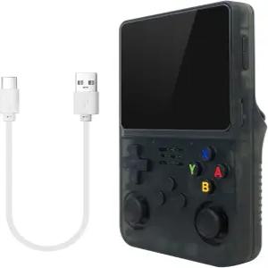 WELURE R36S 레트로 핸드헬드 비디오 게임 콘솔 리눅스 시스템 3.5인치 IPS 화면 128G - 블랙