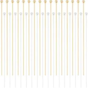 Beecraft 1박스 100개 볼 헤드 핀 18K 골드 925 스털링 실버 도금 논타니시 50mm 길이 24게이지 22게이지