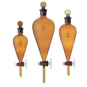 갈색 30-1000ml 1926 2429 조인트 붕규산 유리 PTFE 스톱 콕 화학 실험실 배 모양의 깔때기
